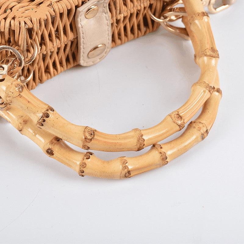 Imitation Shell Decoration Rattan Three-dimensional Conch Shape Straw Bag - Trendha