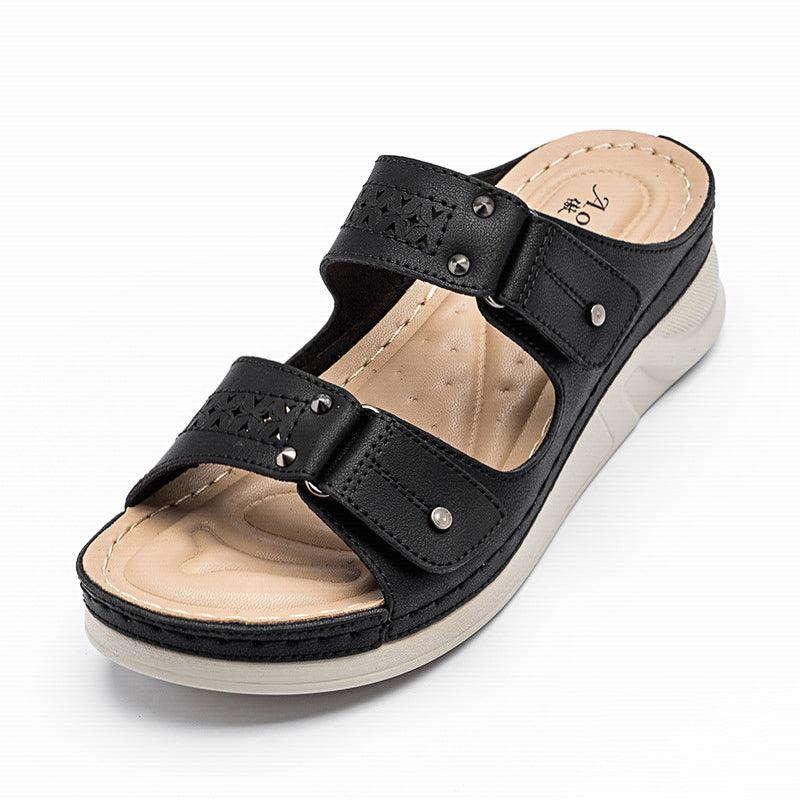 Women's Plus Sizes Casual Rivet Wedge Slippers - Trendha