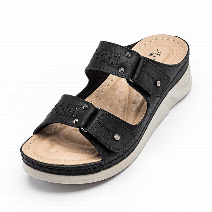 Women's Plus Sizes Casual Rivet Wedge Slippers - Trendha