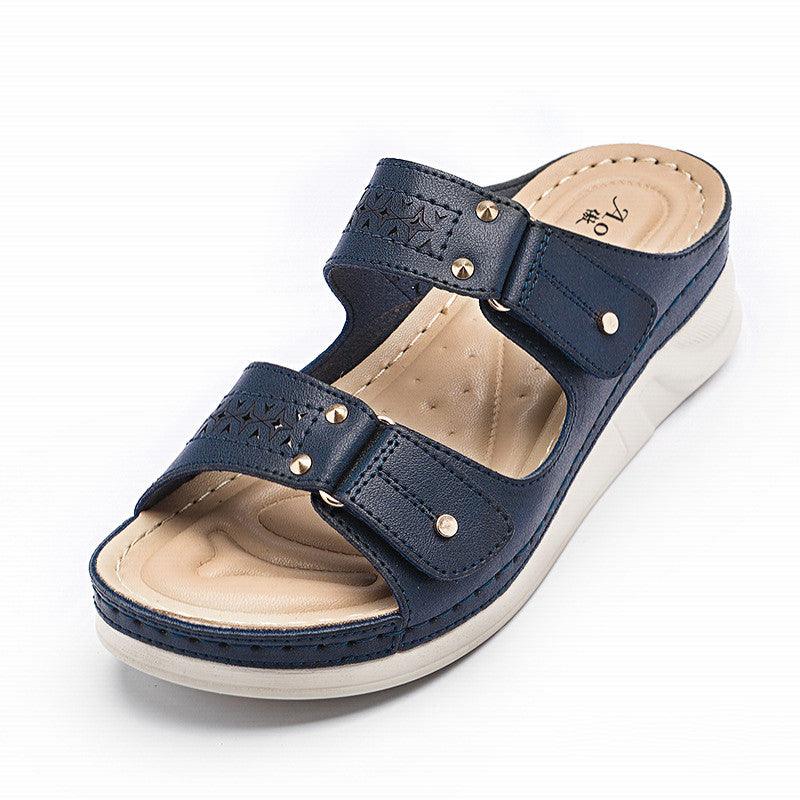 Women's Plus Sizes Casual Rivet Wedge Slippers - Trendha
