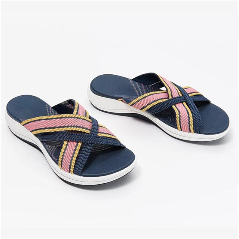 Women's Plus Size Sandals New Soft-soled Thick-soled Wedges With Flying Woven Cross Sandals - Trendha