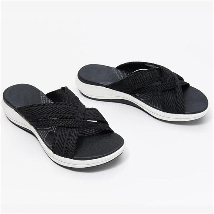 Women's Plus Size Sandals New Soft-soled Thick-soled Wedges With Flying Woven Cross Sandals - Trendha