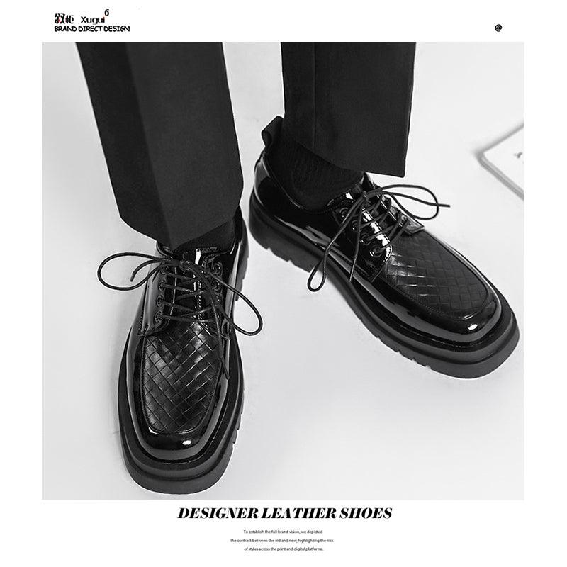 Men's Textured Black Lace-Up Casual Shoes