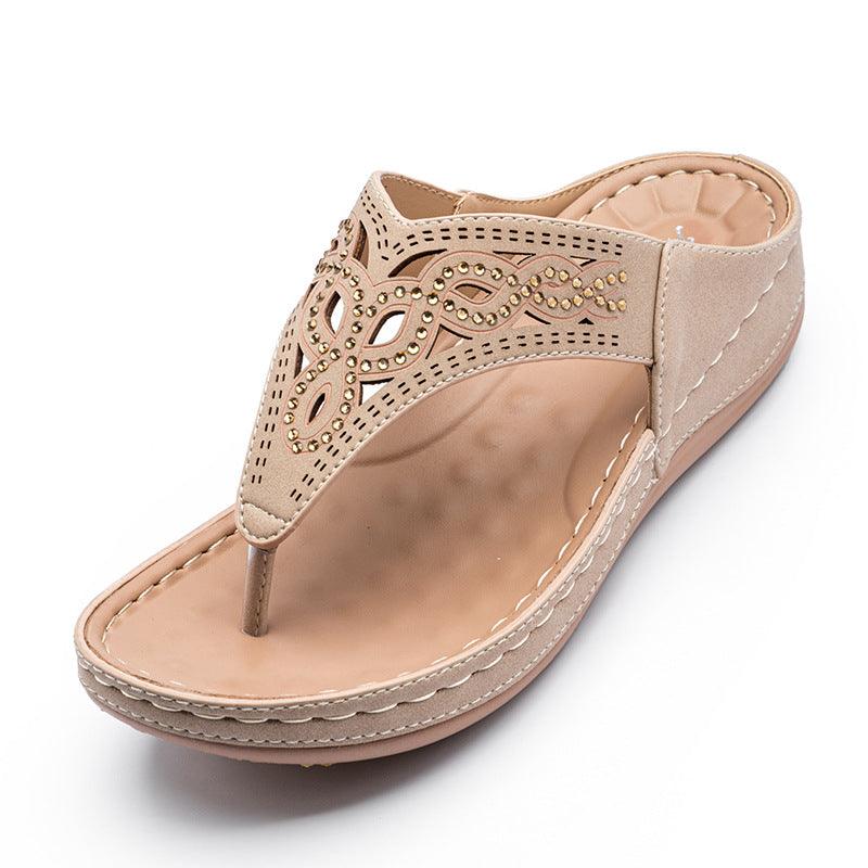 Flip-flops Southeast Asian retro wedge sandals - Trendha