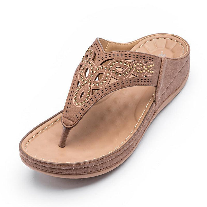 Flip-flops Southeast Asian retro wedge sandals - Trendha