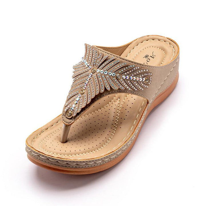 Fashion Rhinestone Wedge Sandals Foreign Trade Leisure Vacation Flip Flops - Trendha