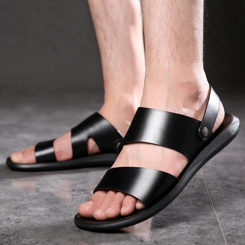 Thick-soled Casual Sandals And Slippers Cowhide Beach Shoes - Trendha