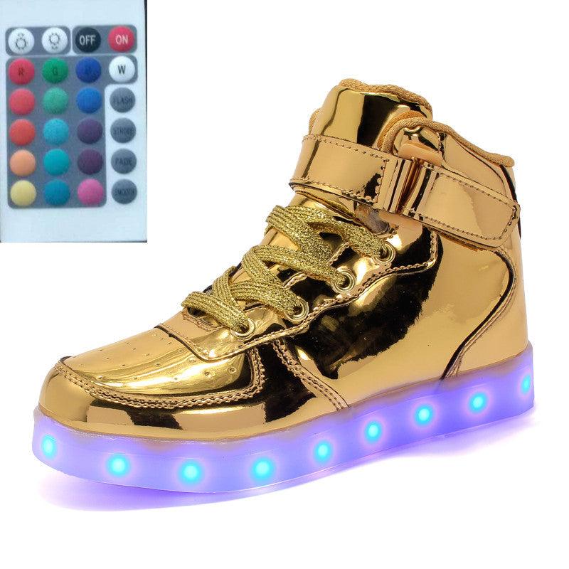 High-top LED Luminous Shoes Remote Control Light Shoes Square Ghost Dance Light Shoes Luminous Running Shoes Men And Women Shoes - Trendha