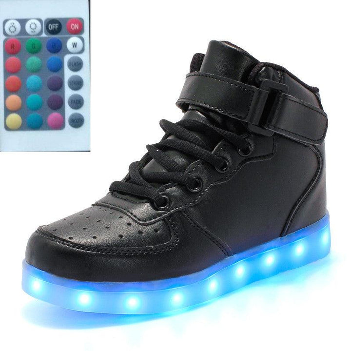 High-top LED Luminous Shoes Remote Control Light Shoes Square Ghost Dance Light Shoes Luminous Running Shoes Men And Women Shoes - Trendha