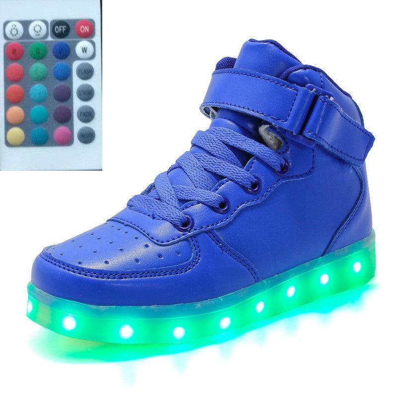 High-top LED Luminous Shoes Remote Control Light Shoes Square Ghost Dance Light Shoes Luminous Running Shoes Men And Women Shoes - Trendha