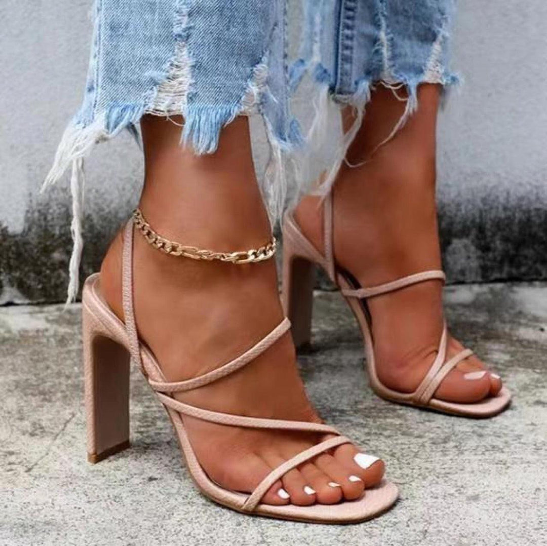 Black Shaved Leather Fashion Sandals - Fish Mouth Design with Super High Heel - Trendha
