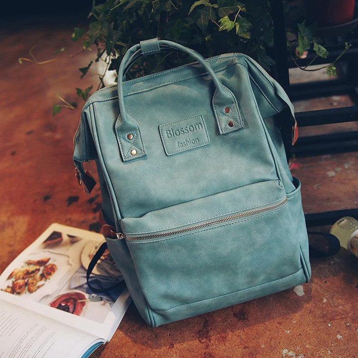 Pu Leather Female Korean Retro Trendy Backpack - Trendha