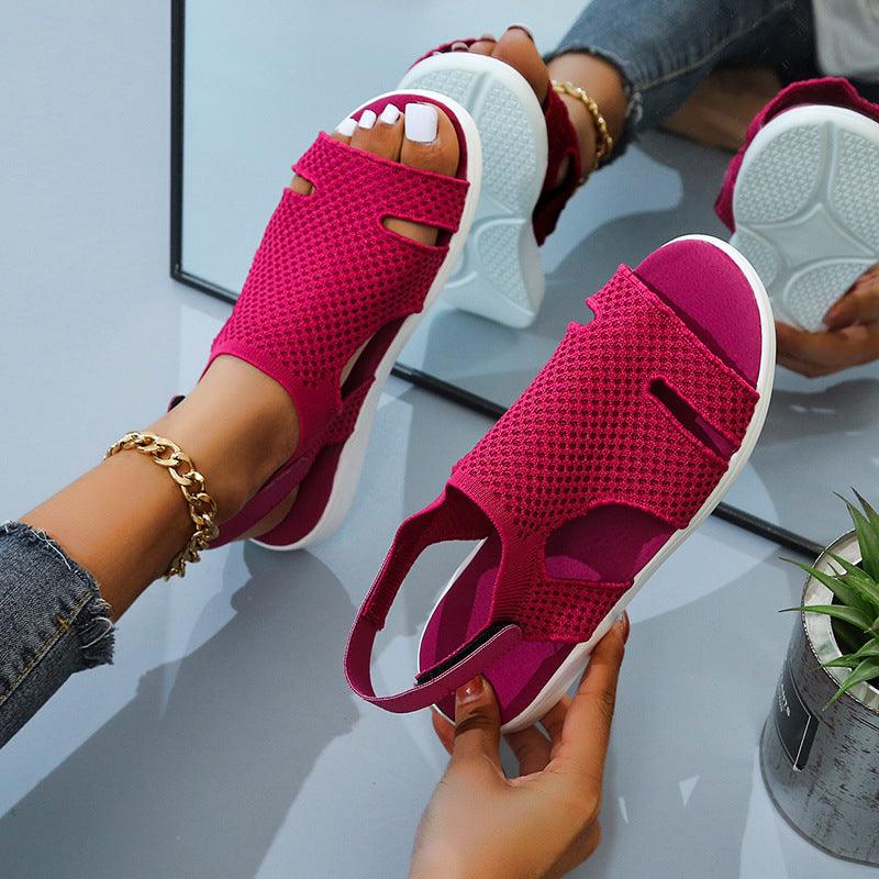 Women's Casual Fish Mouth Sandals with Velcro - Trendha
