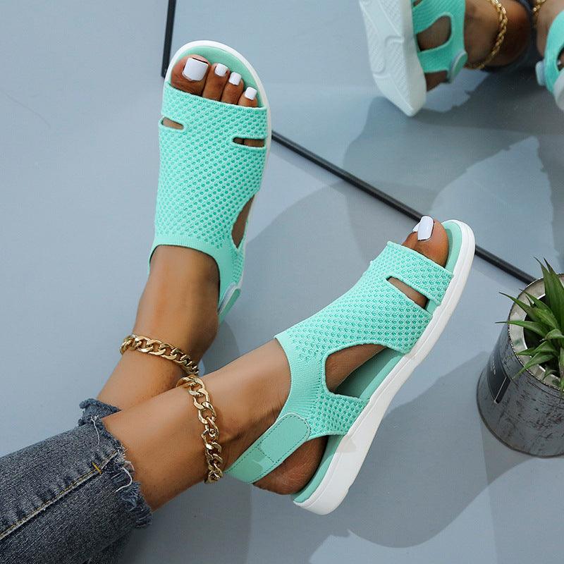 Women's Casual Fish Mouth Sandals with Velcro - Trendha