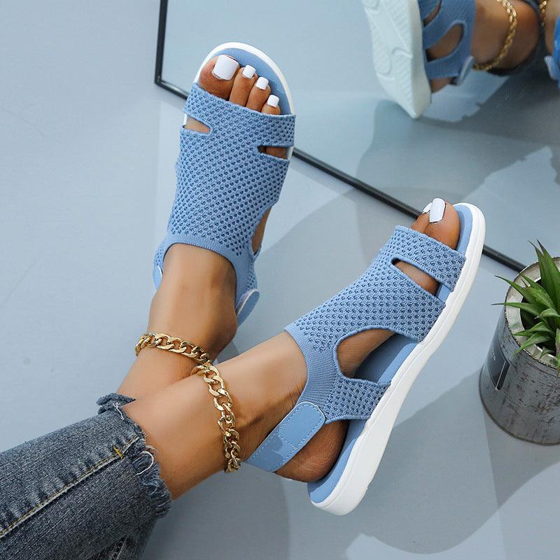 Women's Casual Fish Mouth Sandals with Velcro - Trendha