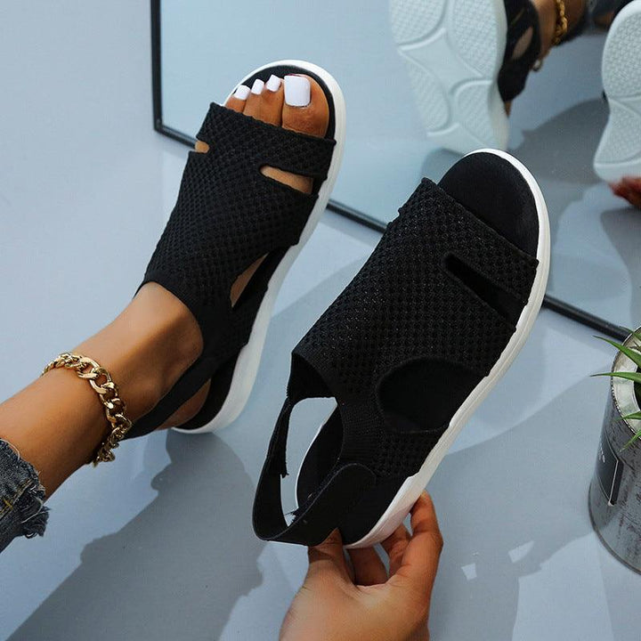 Women's Casual Fish Mouth Sandals with Velcro - Trendha