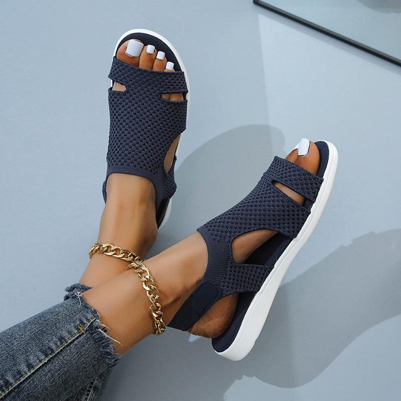 Women's Casual Fish Mouth Sandals with Velcro - Trendha