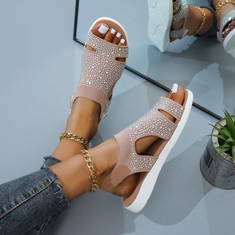 Women's Casual Fish Mouth Sandals with Velcro - Trendha
