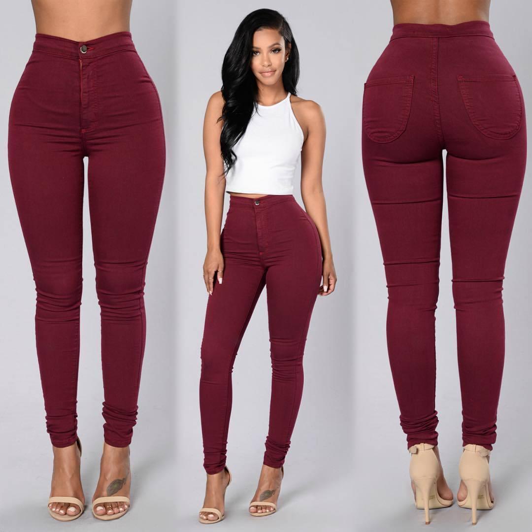 Aliexpress wish Amazon explosion Leggings thin waist stretch pencil pants tight candy colored jeans - Trendha