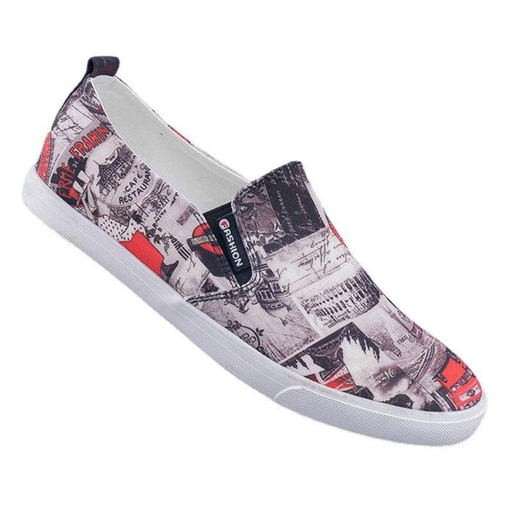 Men's Simple And Fashionable Low-cut Floral Canvas Shoes - Trendha