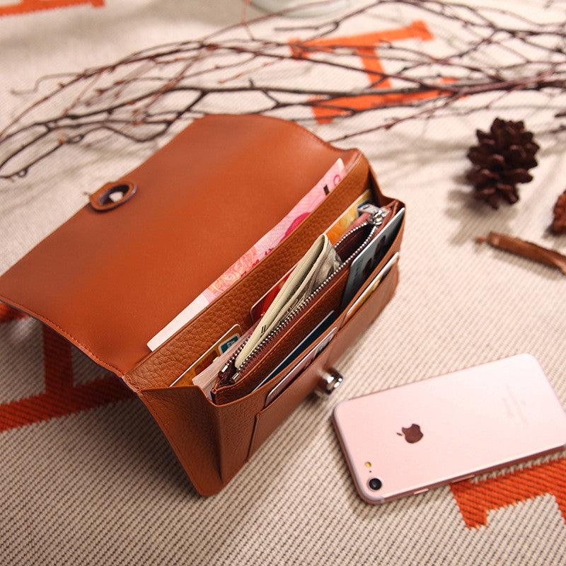 Fashion Top Layer Cowhide Lychee Pattern Wallet Platinum Purse - Trendha