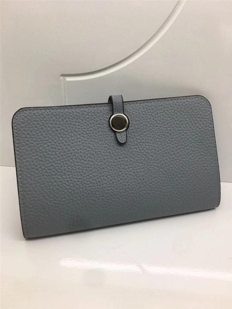 Fashion Top Layer Cowhide Lychee Pattern Wallet Platinum Purse - Trendha