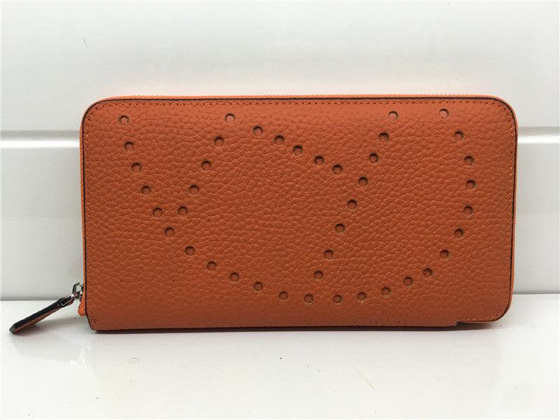 Lychee Pattern Top Layer Cowhide Classic Clutch - Trendha
