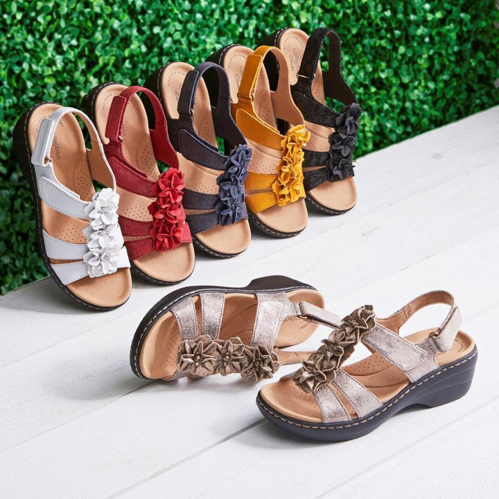 Hollow Wedge With Fish Mouth Flowers Casual Sandals - Trendha
