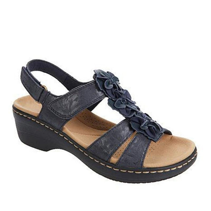 Hollow Wedge With Fish Mouth Flowers Casual Sandals - Trendha