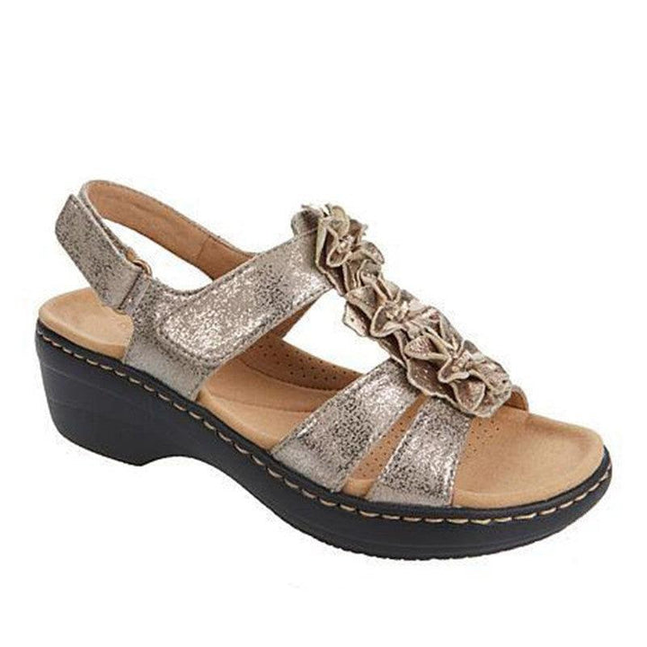 Hollow Wedge With Fish Mouth Flowers Casual Sandals - Trendha