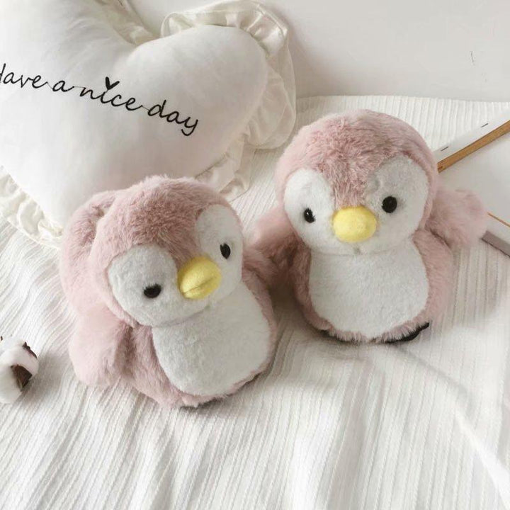 Penguin Plush Home Slippers Parent-child Warm Cotton Boots Cartoon Indoor Thickened Plush Shoes - Trendha