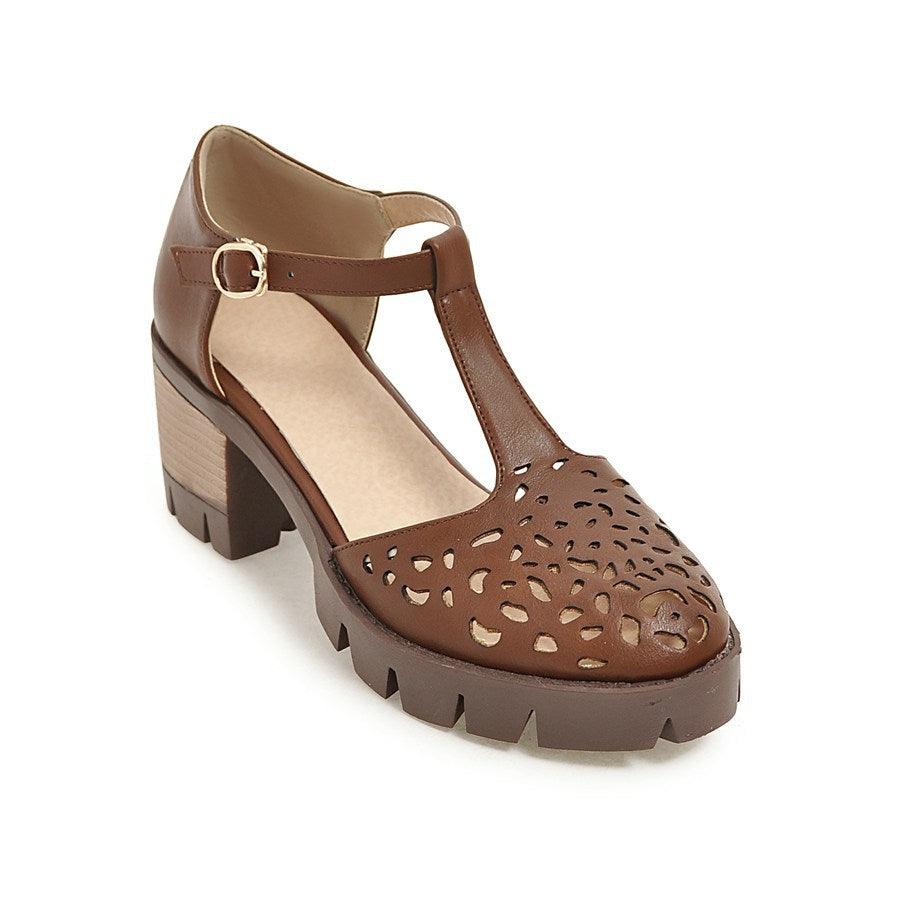 Hollow Rock Carved T-shaped Sandals - Trendha