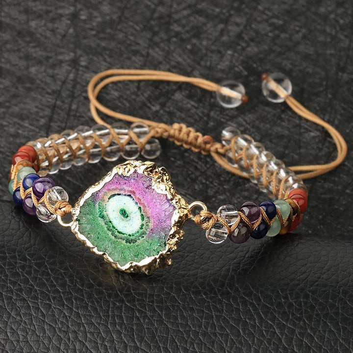 Agate Natural Crystal Beaded Braided Yoga Bracelet For Women - Trendha