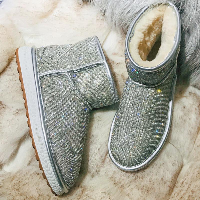 Rhinestone snow boots - Trendha