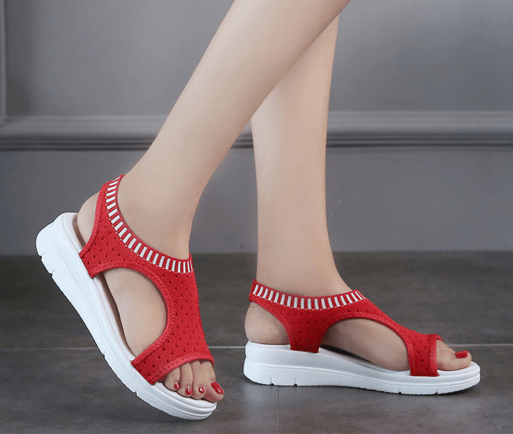 Women's thick-bottomed fishnet mesh sandals - Trendha