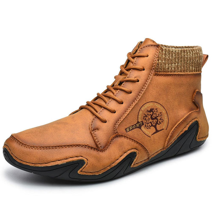 British style middle cut leather men's tooling boots - Trendha