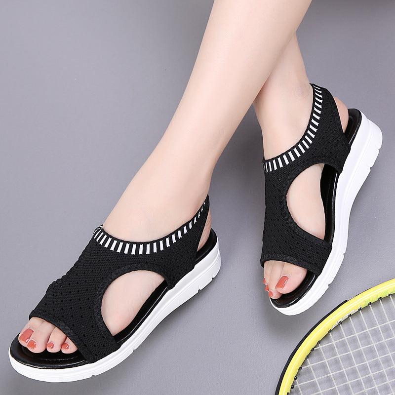 Women's thick-bottomed fishnet mesh sandals - Trendha