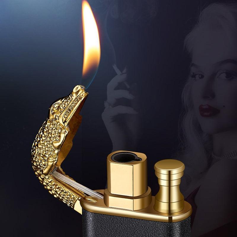 Creative Blue Flame Lighter Dolphin Dragon Tiger Double Fire Metal Winproof Lighter Inflatable Lighter - Trendha