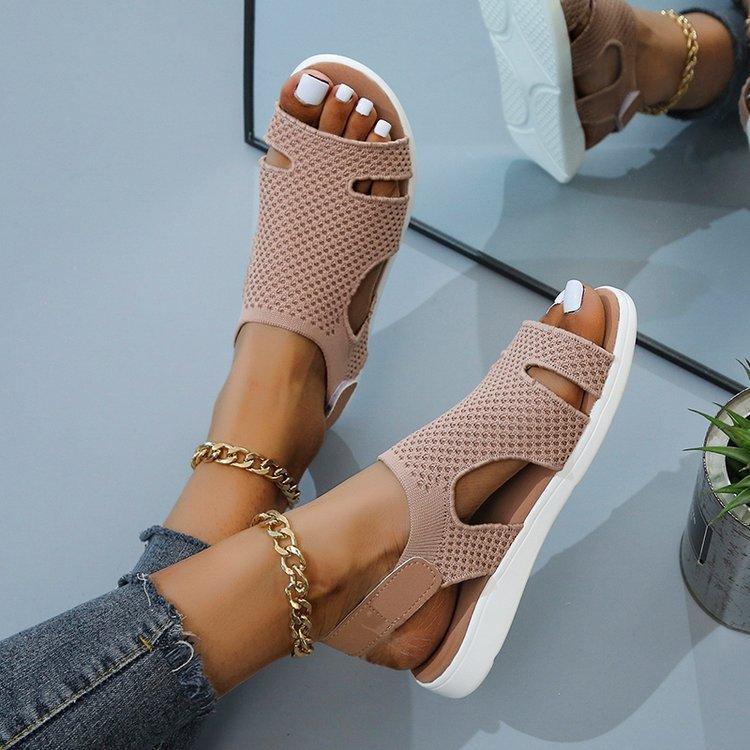 Women's Casual Fish Mouth Sandals with Velcro - Trendha
