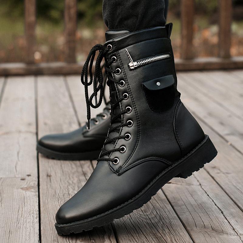 Men's mid-tube plus fleece tooling cotton boots - Trendha