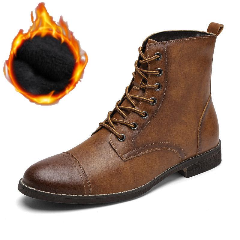 Men's shoes plus cashmere cotton shoes leather boots ankle boots - Trendha