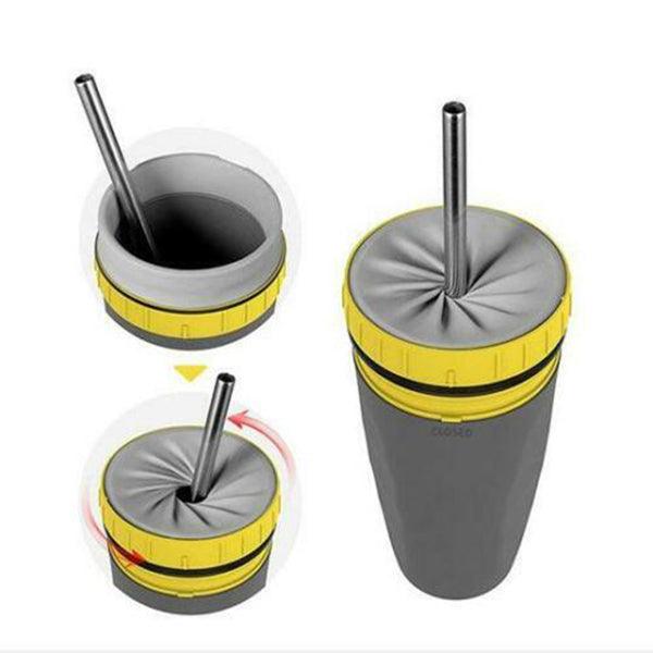 No Cover Twist Cup Travel Portable Cup Double Insulation Tumbler Straw Sippy Water Bottles Portable For Children Adults - Trendha