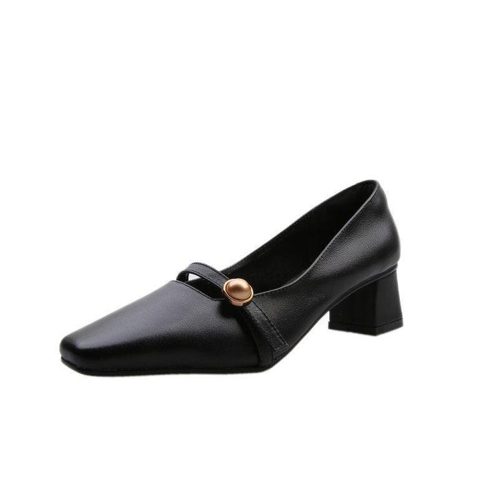 Korean Style Shallow Mouth One Word Buckle Fashion Single Shoes Casual Shoes - Trendha