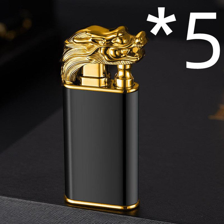 Creative Blue Flame Lighter Dolphin Dragon Tiger Double Fire Metal Winproof Lighter Inflatable Lighter - Trendha
