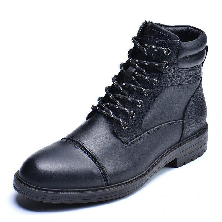 Fashion Simple Men's Top Layer Cowhide Leather Boots - Trendha