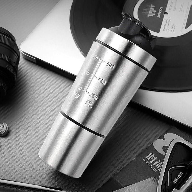 2-Compartment Stainless Steel Shaker Bottle - Trendha