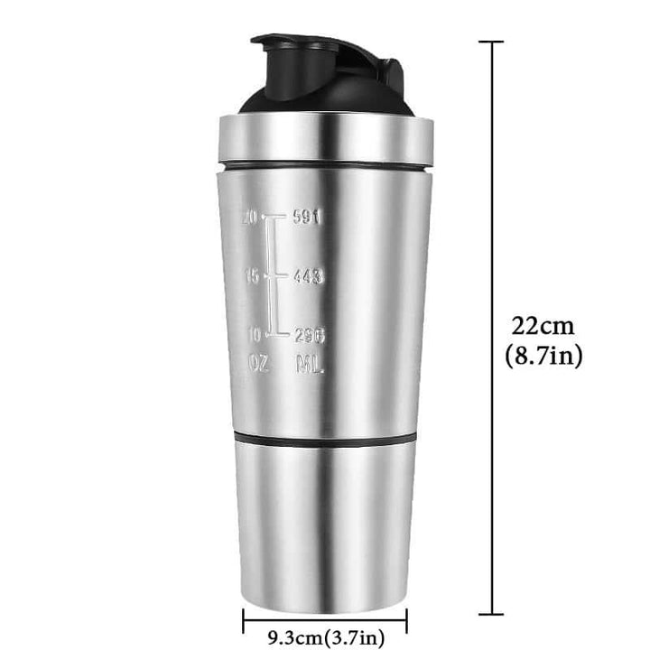 2-Compartment Stainless Steel Shaker Bottle - Trendha