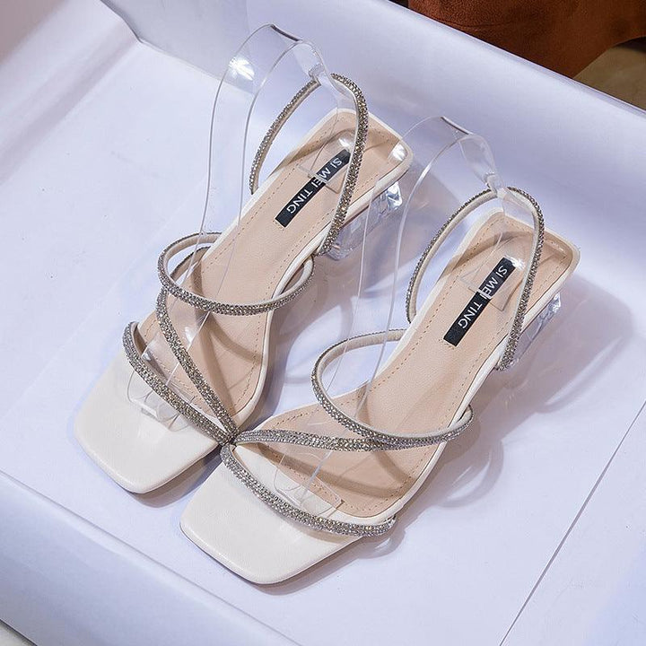 Women's New Rhinestone Chunky Heel Sandals - Trendha