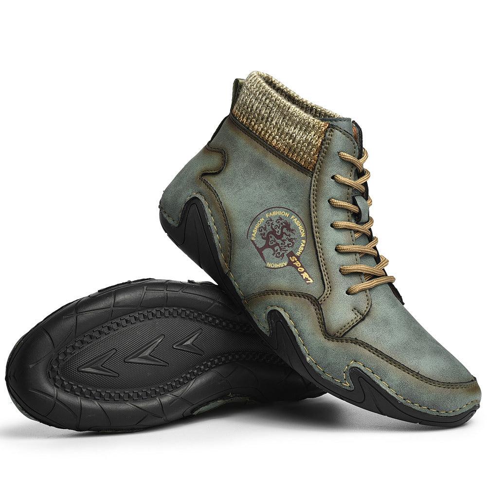 British style middle cut leather men's tooling boots - Trendha