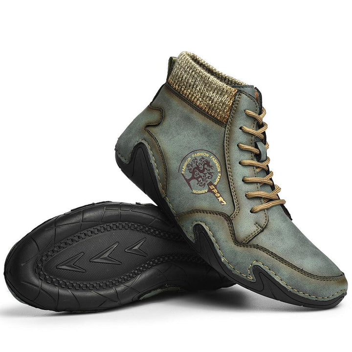 British style middle cut leather men's tooling boots - Trendha